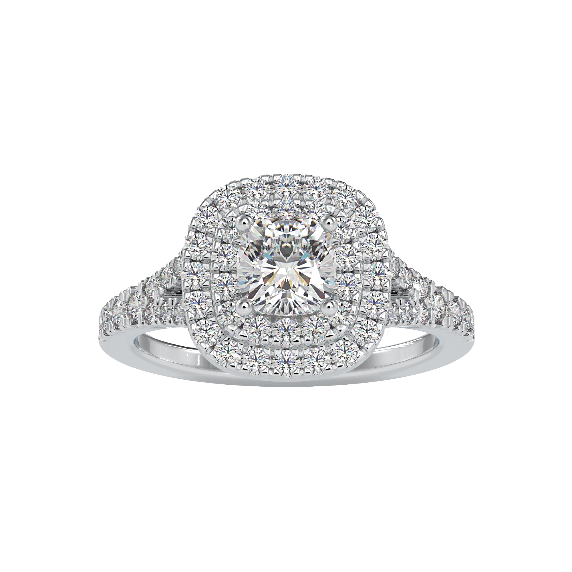 Купить кольцо с бриллиантом Cushion Double Halo